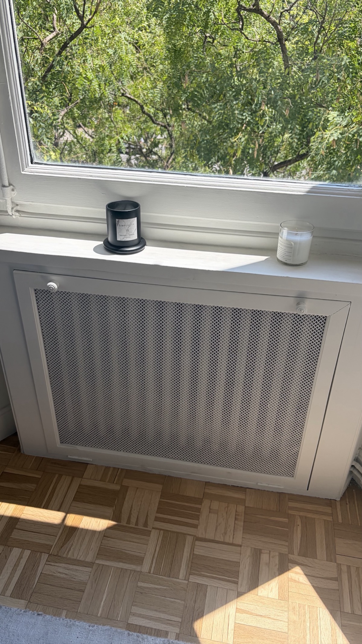 Radiator cover with mesh grille repaired